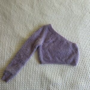 Fashion Nova Lavender One-Shoulder Fuzzy Sweater
